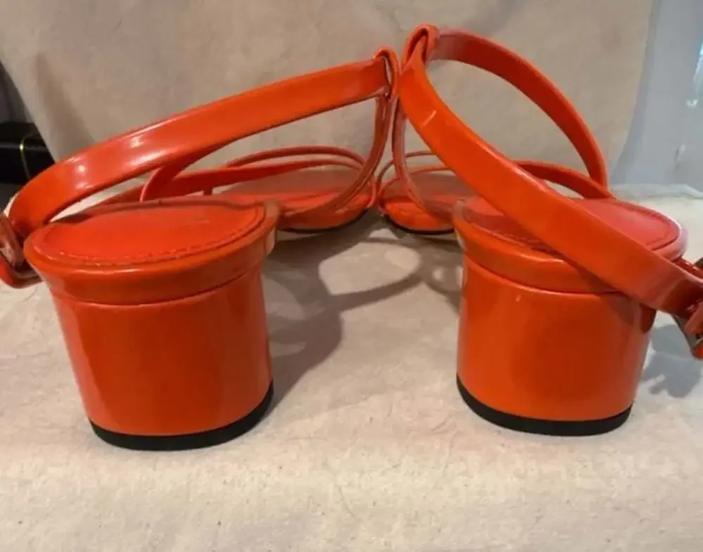 Katy Perry The Geli Strappy Block Heel Sandals in Neon Orange